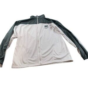 Track Jacket Mens XL USA Olympic Committee White Gray Full Zip USA Made Light
